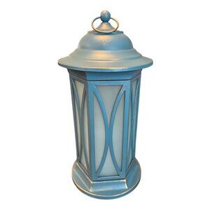 Vintage Blue Hexagon Indoor/Outdoor Lantern 18 inch
